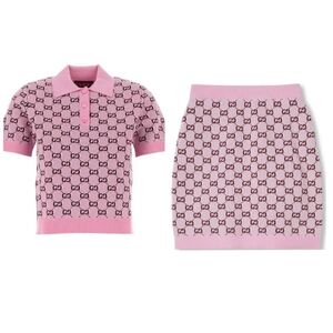 Gucci Pink Monogram Skirt Set